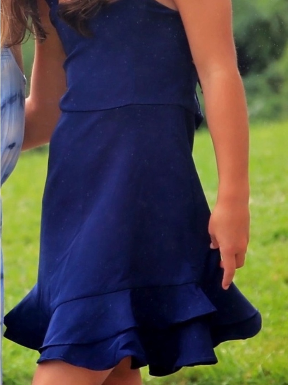Girls Navy Ruffle Hem Dress Size 7